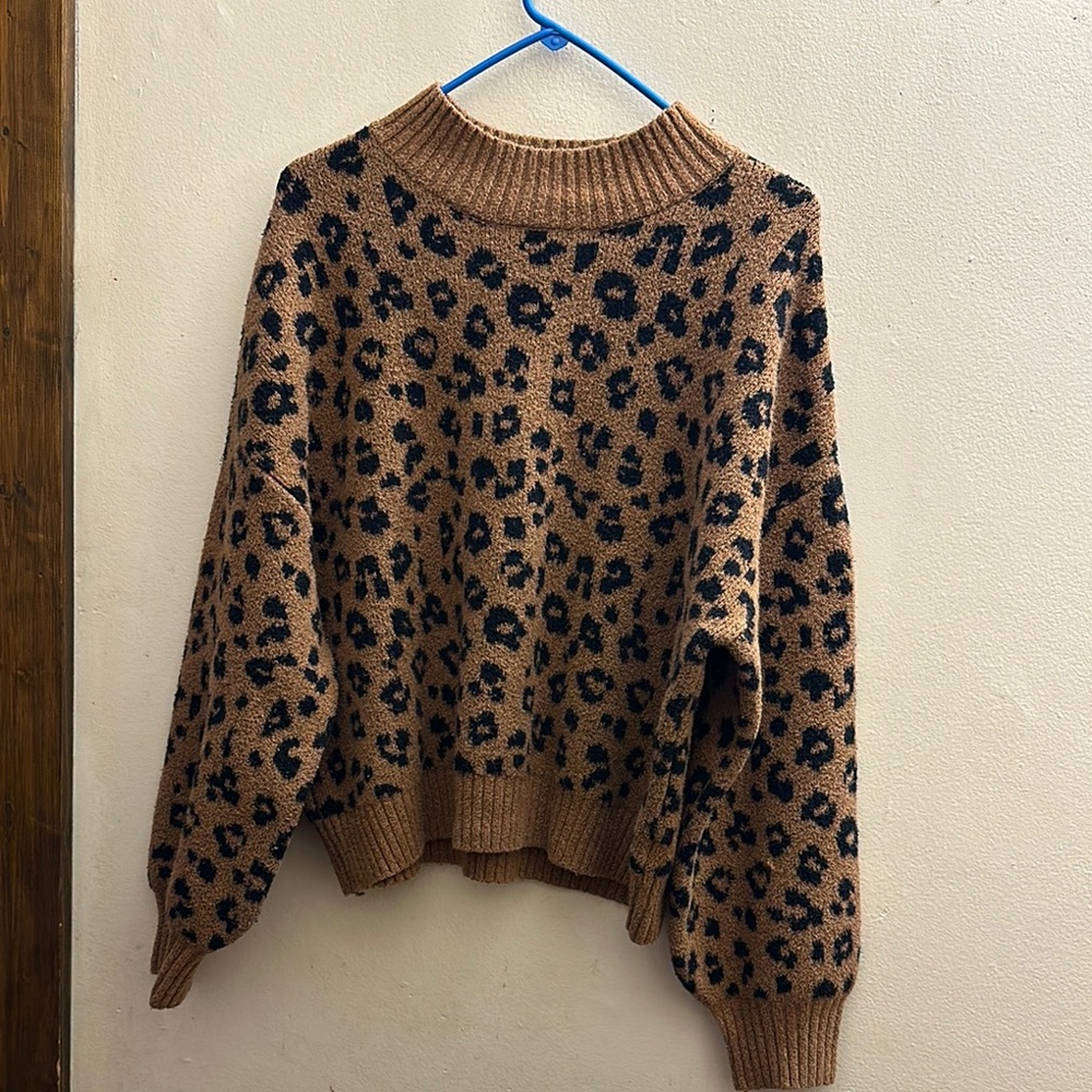 Old Navy Brown Leopard Print Sweater